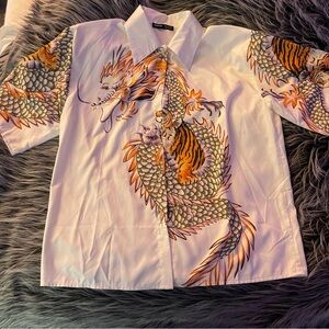 Tiger Button Up Polo Shirt 🧡